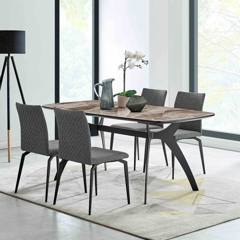 Andes Ceramic and Metal Rectangular Dining Room Table - Furniture City (CA)l
