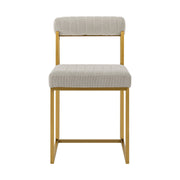 Anastasia Dining Chair with Gold Brushed Stainless Steel and Taupe Fabric - Set of 2 - Furniture City (CA)l