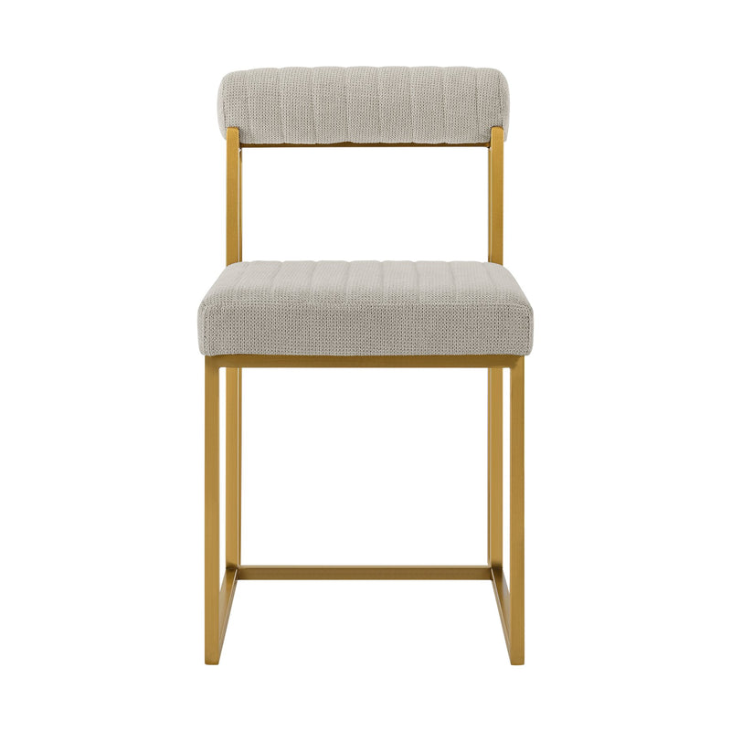 Anastasia Dining Chair with Gold Brushed Stainless Steel and Taupe Fabric - Set of 2 - Furniture City (CA)l