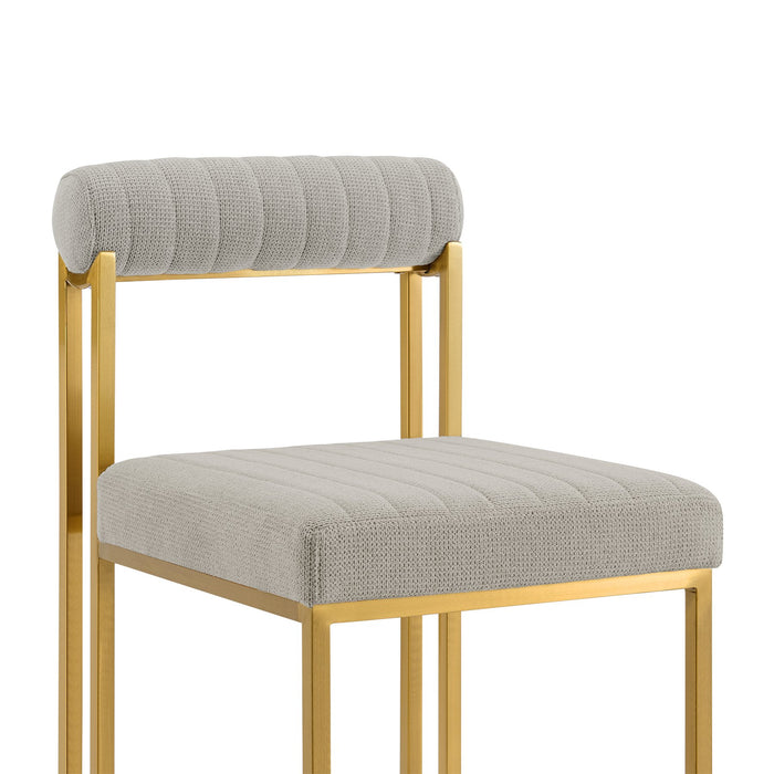 Anastasia Dining Chair with Gold Brushed Stainless Steel and Taupe Fabric - Set of 2