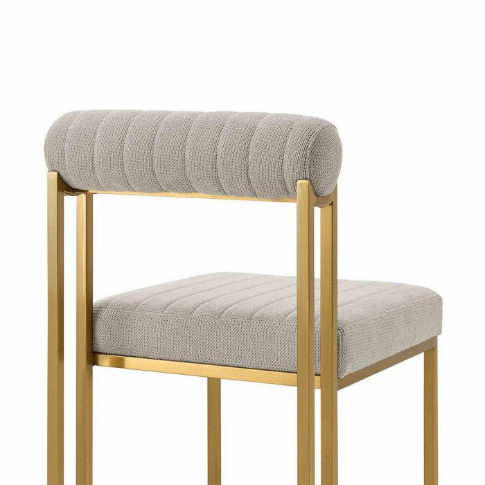 Anastasia Dining Chair with Gold Brushed Stainless Steel and Taupe Fabric - Set of 2
