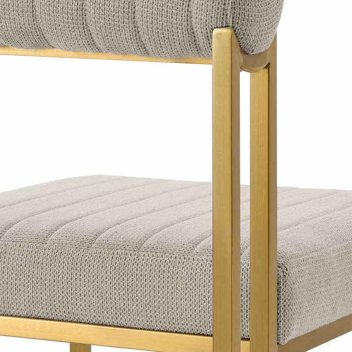 Anastasia Dining Chair with Gold Brushed Stainless Steel and Taupe Fabric - Set of 2