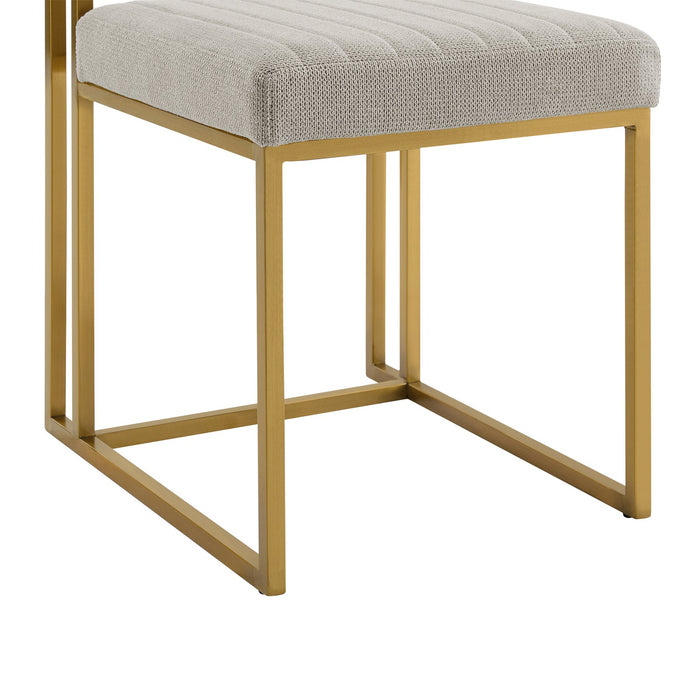 Anastasia Dining Chair with Gold Brushed Stainless Steel and Taupe Fabric - Set of 2