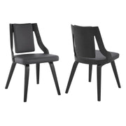 Aniston Gray Faux Leather and Black Wood Dining Chairs - Set of 2 - Furniture City (CA)l
