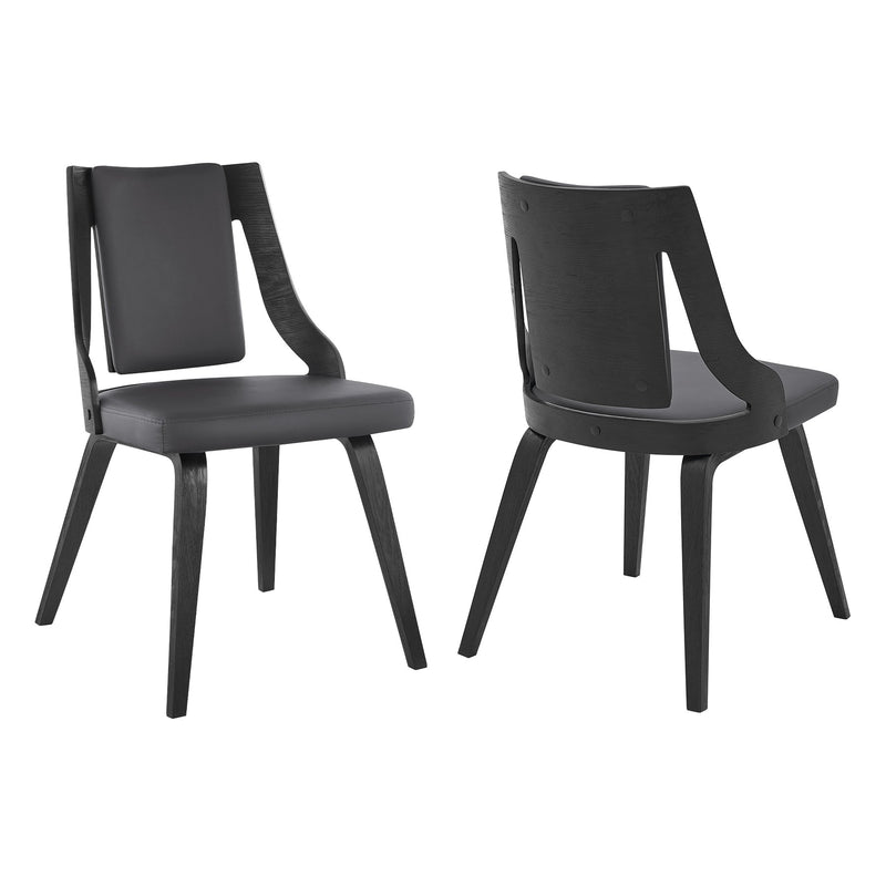 Aniston Gray Faux Leather and Black Wood Dining Chairs - Set of 2 - Furniture City (CA)l