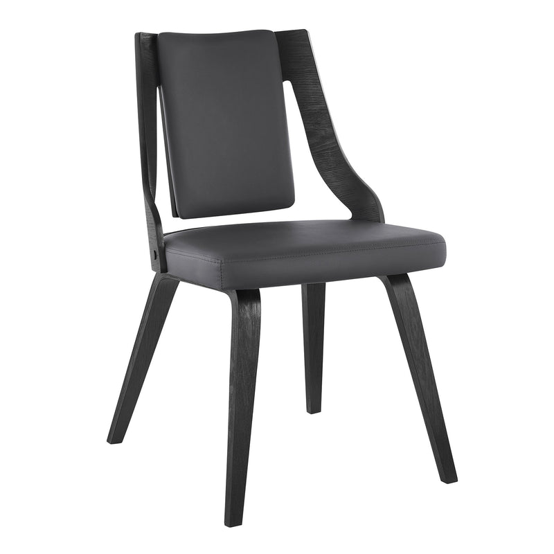 Aniston Gray Faux Leather and Black Wood Dining Chairs - Set of 2 - Furniture City (CA)l