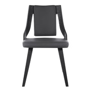 Aniston Gray Faux Leather and Black Wood Dining Chairs - Set of 2 - Furniture City (CA)l