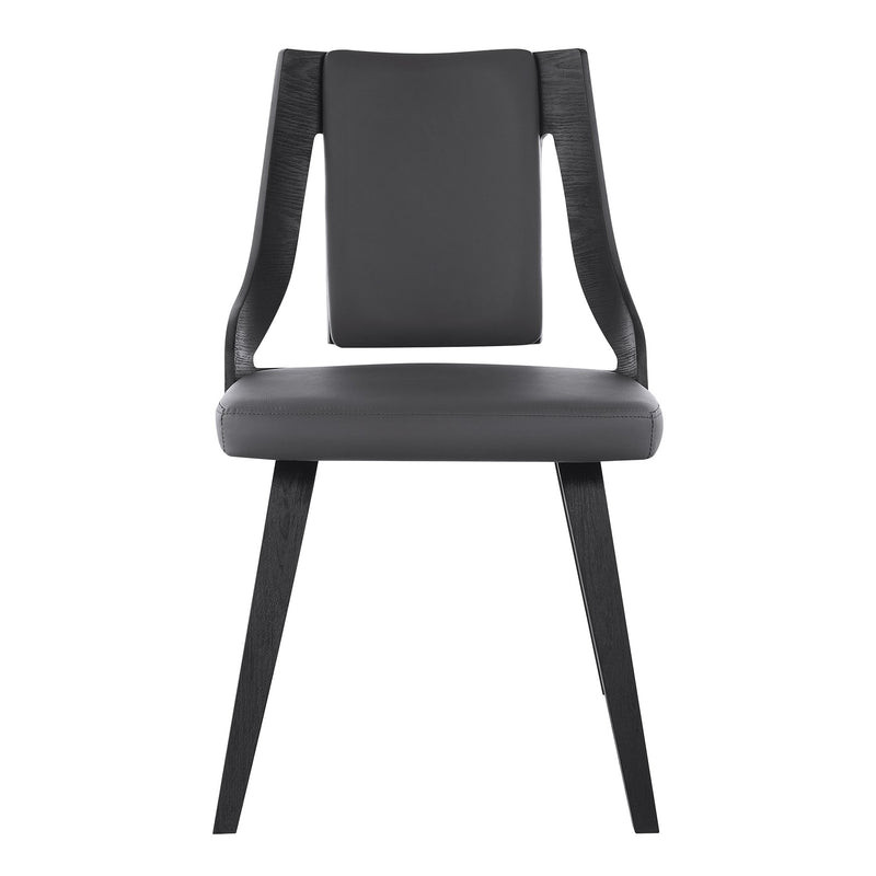 Aniston Gray Faux Leather and Black Wood Dining Chairs - Set of 2 - Furniture City (CA)l