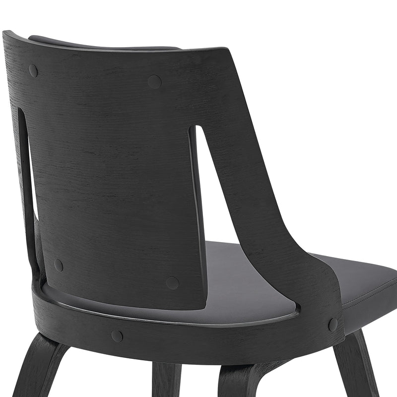Aniston Gray Faux Leather and Black Wood Dining Chairs - Set of 2 - Furniture City (CA)l