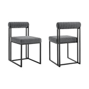 Anastasia Dining Chair with Matte Black Iron and Anchor Gray Fabric - Set of 2 - Furniture City (CA)l