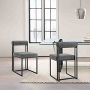 Anastasia Dining Chair with Matte Black Iron and Anchor Gray Fabric - Set of 2 - Furniture City (CA)l