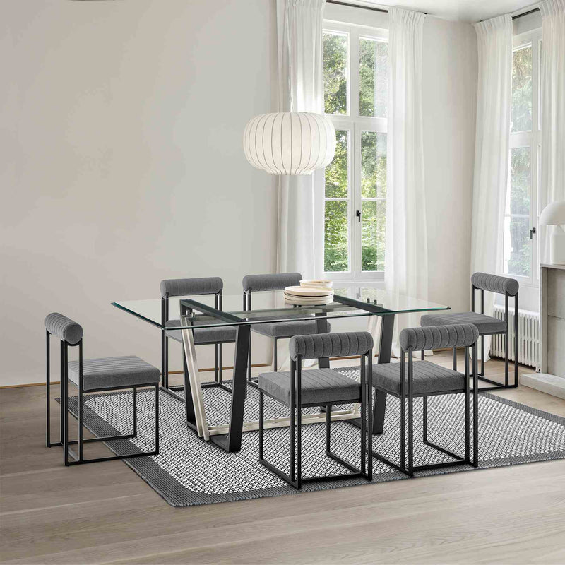 Anastasia Dining Chair with Matte Black Iron and Anchor Gray Fabric - Set of 2 - Furniture City (CA)l