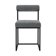 Anastasia Dining Chair with Matte Black Iron and Anchor Gray Fabric - Set of 2 - Furniture City (CA)l