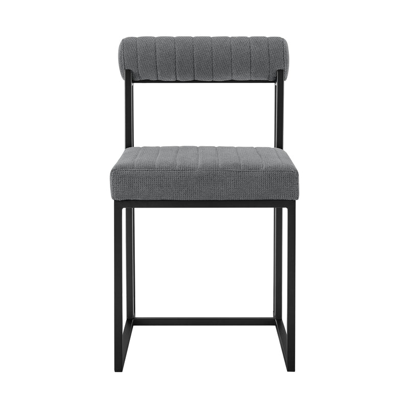 Anastasia Dining Chair with Matte Black Iron and Anchor Gray Fabric - Set of 2 - Furniture City (CA)l