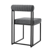 Anastasia Dining Chair with Matte Black Iron and Anchor Gray Fabric - Set of 2 - Furniture City (CA)l