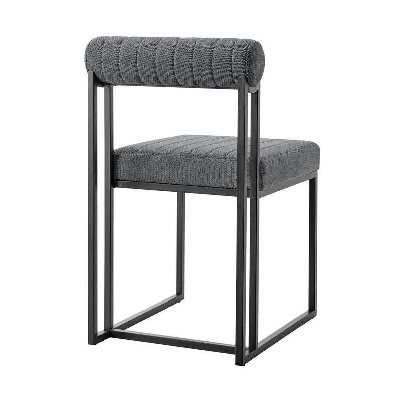 Anastasia Dining Chair with Matte Black Iron and Anchor Gray Fabric - Set of 2 - Furniture City (CA)l