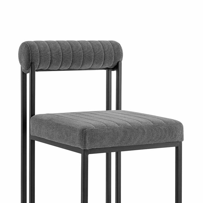 Anastasia Dining Chair with Matte Black Iron and Anchor Gray Fabric - Set of 2