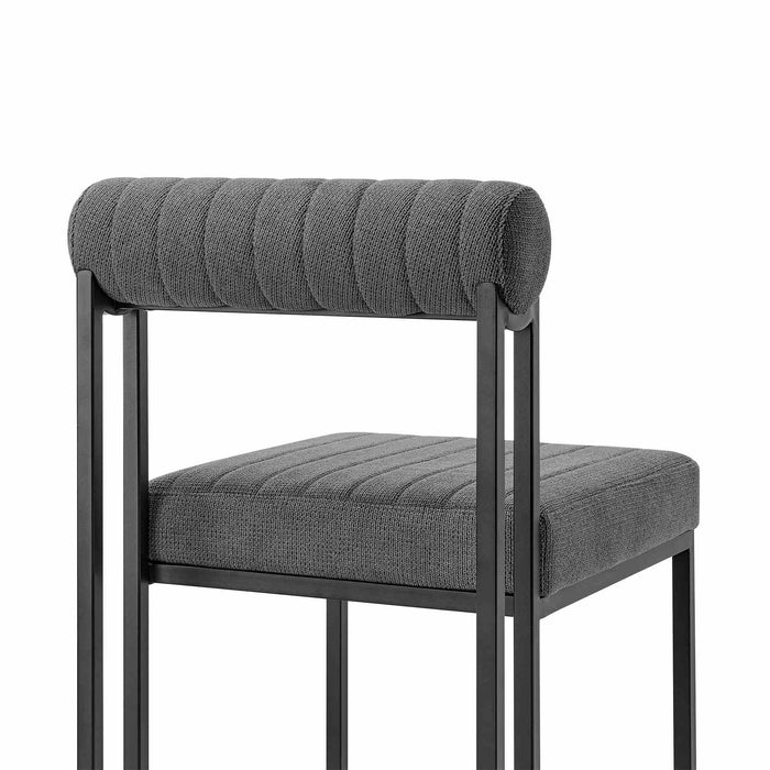 Anastasia Dining Chair with Matte Black Iron and Anchor Gray Fabric - Set of 2