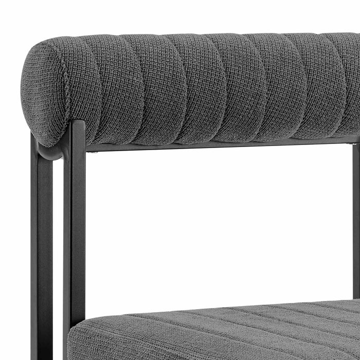 Anastasia Dining Chair with Matte Black Iron and Anchor Gray Fabric - Set of 2