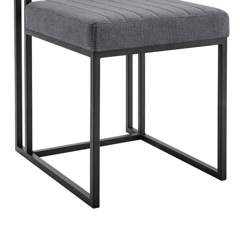 Anastasia Dining Chair with Matte Black Iron and Anchor Gray Fabric - Set of 2 - Furniture City (CA)l