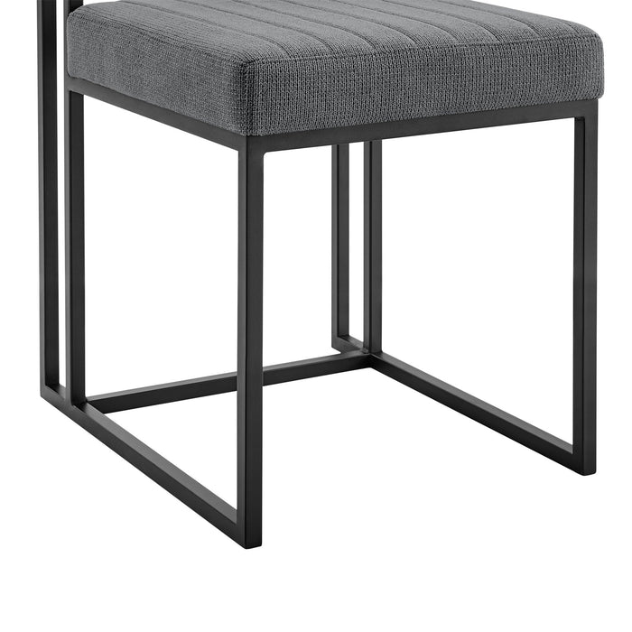 Anastasia Dining Chair with Matte Black Iron and Anchor Gray Fabric - Set of 2