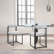 Anastasia Dining Chair with Matte Black Iron and Light Gray Fabric - Set of 2 - Furniture City (CA)l