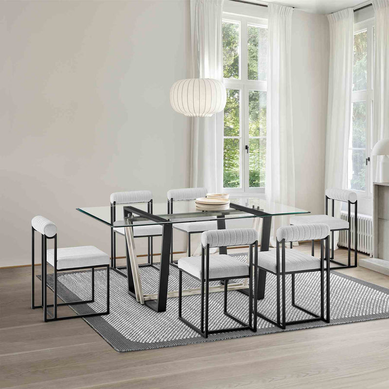 Anastasia Dining Chair with Matte Black Iron and Light Gray Fabric - Set of 2 - Furniture City (CA)l