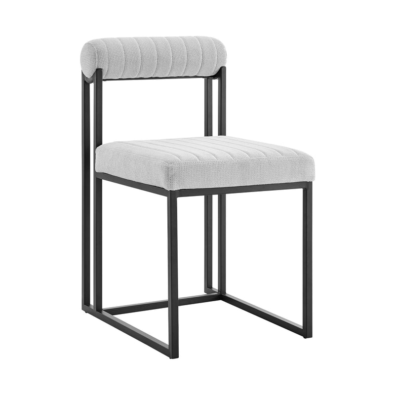 Anastasia Dining Chair with Matte Black Iron and Light Gray Fabric - Set of 2 - Furniture City (CA)l