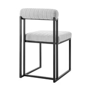 Anastasia Dining Chair with Matte Black Iron and Light Gray Fabric - Set of 2 - Furniture City (CA)l