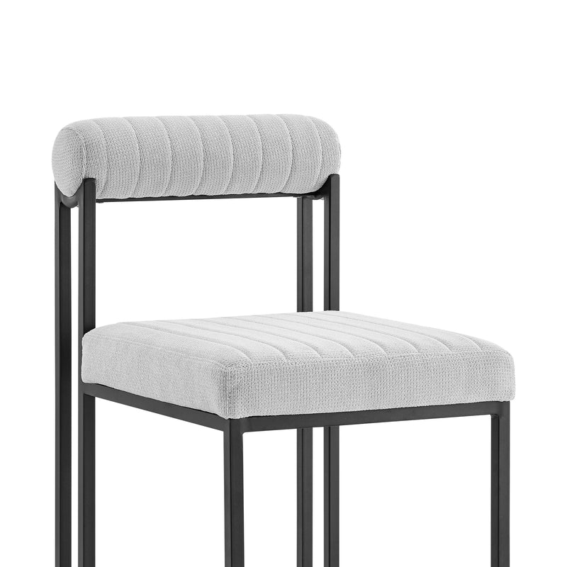Anastasia Dining Chair with Matte Black Iron and Light Gray Fabric - Set of 2 - Furniture City (CA)l