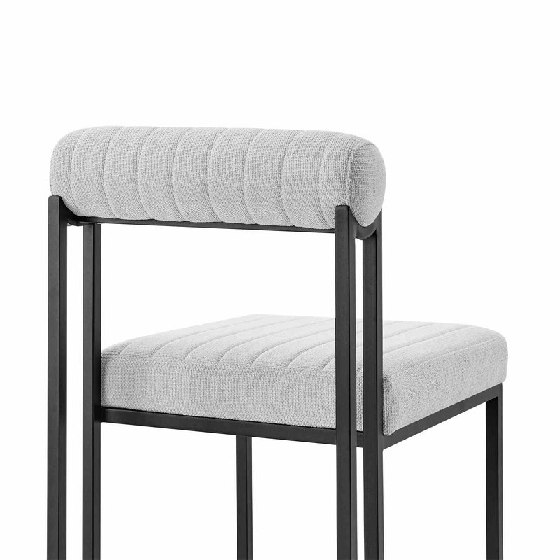 Anastasia Dining Chair with Matte Black Iron and Light Gray Fabric - Set of 2 - Furniture City (CA)l