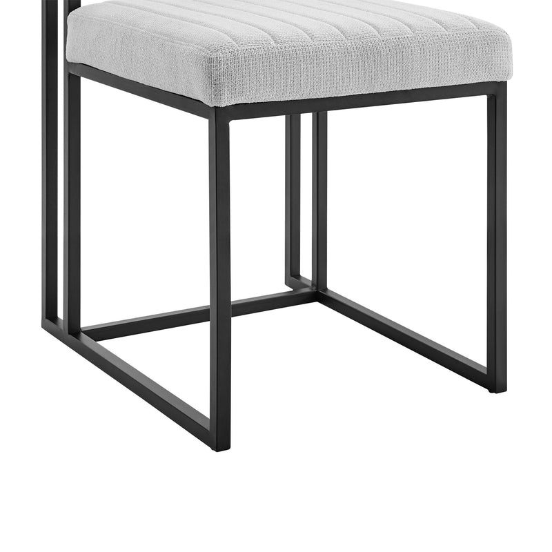 Anastasia Dining Chair with Matte Black Iron and Light Gray Fabric - Set of 2 - Furniture City (CA)l