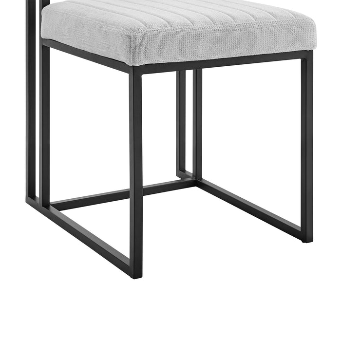 Anastasia Dining Chair with Matte Black Iron and Light Gray Fabric - Set of 2