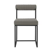 Anastasia Dining Chair with Matte Black Iron and Light Gray Faux Leather - Set of 2 - Furniture City (CA)l