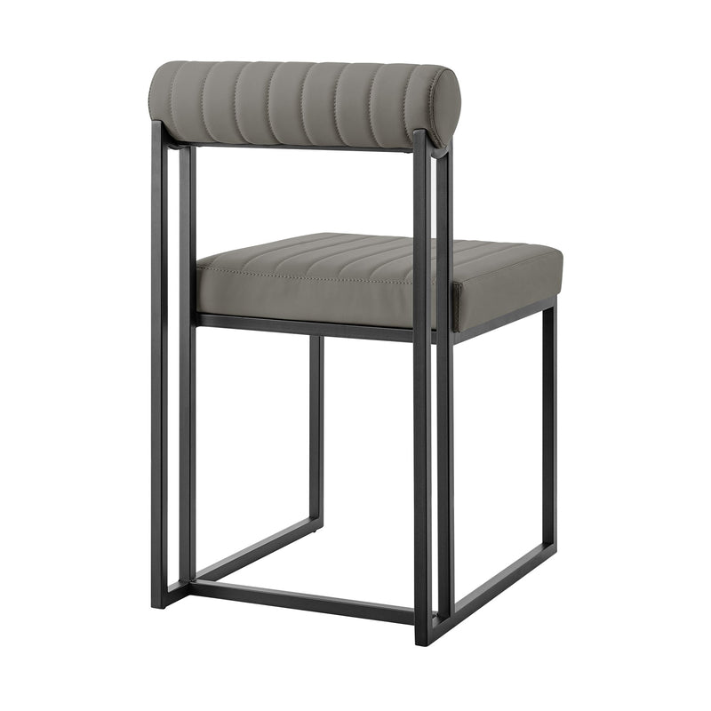 Anastasia Dining Chair with Matte Black Iron and Light Gray Faux Leather - Set of 2 - Furniture City (CA)l