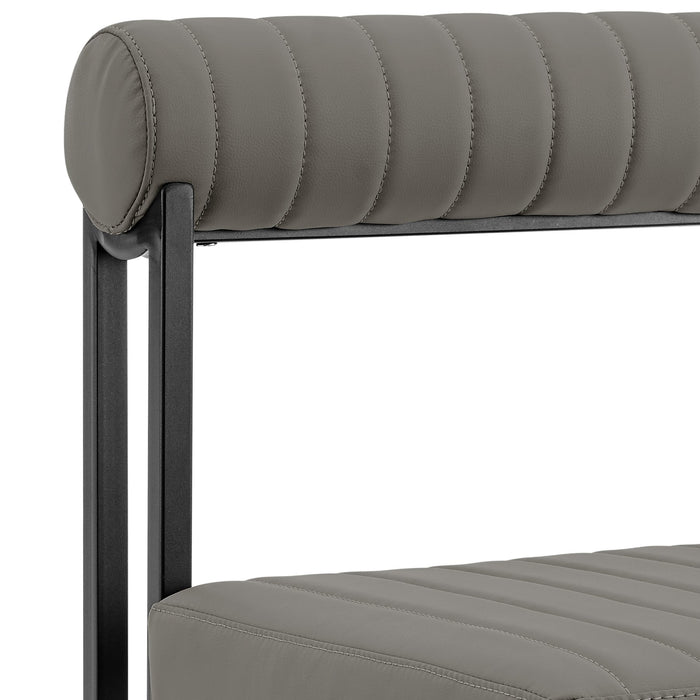 Anastasia Dining Chair with Matte Black Iron and Light Gray Faux Leather - Set of 2