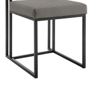 Anastasia Dining Chair with Matte Black Iron and Light Gray Faux Leather - Set of 2 - Furniture City (CA)l
