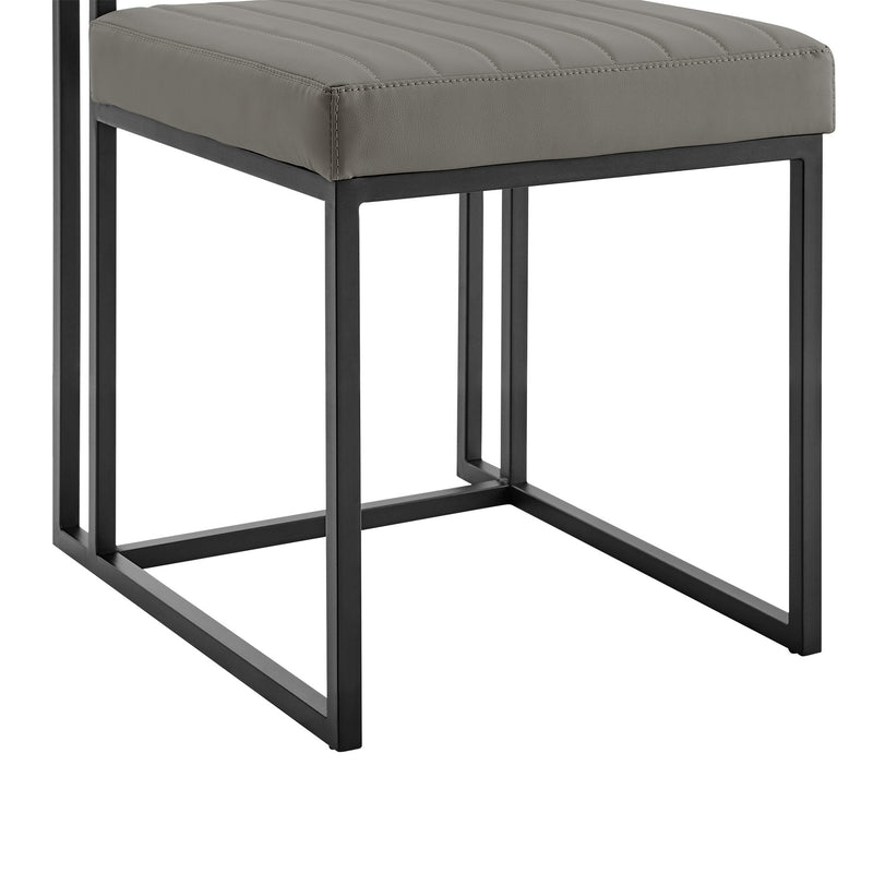 Anastasia Dining Chair with Matte Black Iron and Light Gray Faux Leather - Set of 2 - Furniture City (CA)l