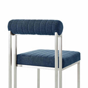 Anastasia Dining Chair with Brushed Stainless Steel and Blue Fabric - Set of 2 - Furniture City (CA)l