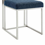 Anastasia Dining Chair with Brushed Stainless Steel and Blue Fabric - Set of 2 - Furniture City (CA)l