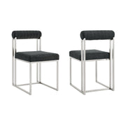 Anastasia Dining Chair with Brushed Stainless Steel and Charcoal Fabric - Set of 2 - Furniture City (CA)l