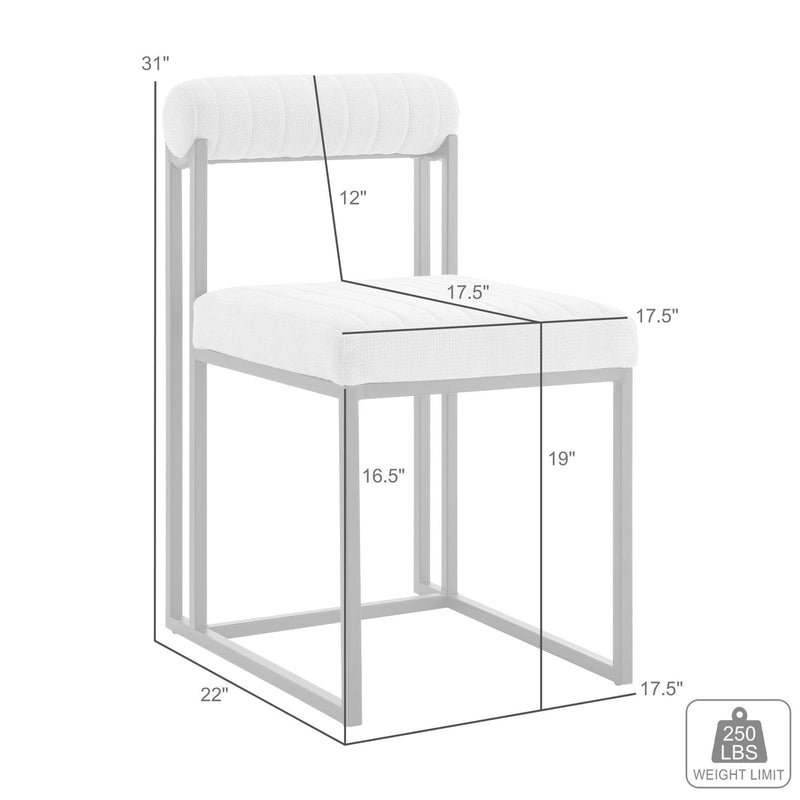 Anastasia Dining Chair with Brushed Stainless Steel and Charcoal Fabric - Set of 2 - Furniture City (CA)l