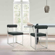 Anastasia Dining Chair with Brushed Stainless Steel and Charcoal Fabric - Set of 2 - Furniture City (CA)l