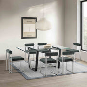 Anastasia Dining Chair with Brushed Stainless Steel and Charcoal Fabric - Set of 2 - Furniture City (CA)l