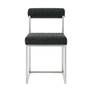 Anastasia Dining Chair with Brushed Stainless Steel and Charcoal Fabric - Set of 2 - Furniture City (CA)l