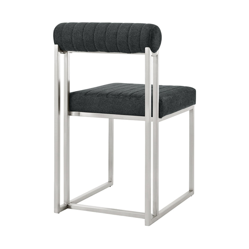 Anastasia Dining Chair with Brushed Stainless Steel and Charcoal Fabric - Set of 2 - Furniture City (CA)l