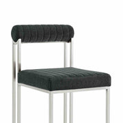 Anastasia Dining Chair with Brushed Stainless Steel and Charcoal Fabric - Set of 2 - Furniture City (CA)l