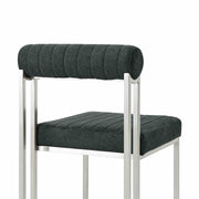 Anastasia Dining Chair with Brushed Stainless Steel and Charcoal Fabric - Set of 2 - Furniture City (CA)l
