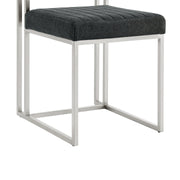 Anastasia Dining Chair with Brushed Stainless Steel and Charcoal Fabric - Set of 2 - Furniture City (CA)l