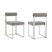 Anastasia Dining Chair with Brushed Stainless Steel and Light Gray Fabric - Set of 2 - Furniture City (CA)l